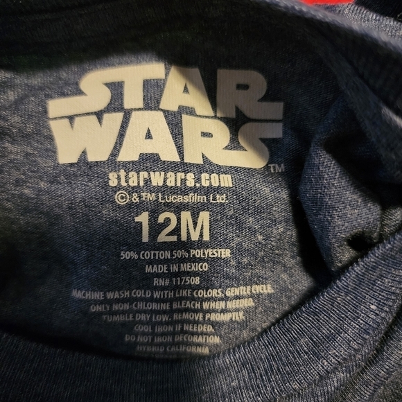 NWT Star Wars Christmas Darth Vader Baby Boy T-Shirt 12M Heathered Navy Blue New - Picture 3 of 4